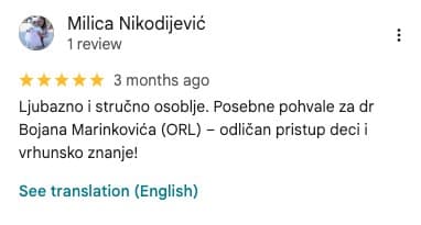 Google recenzija 1 od 5 zvezdica