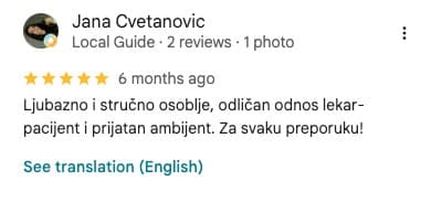 Google recenzija 4 od 5 zvezdica